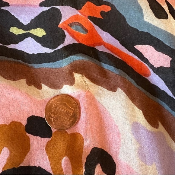 Exotic Floral Silk scarf wrap sarong extra large 56” x 59” vintage textile art - Picture 6 of 15